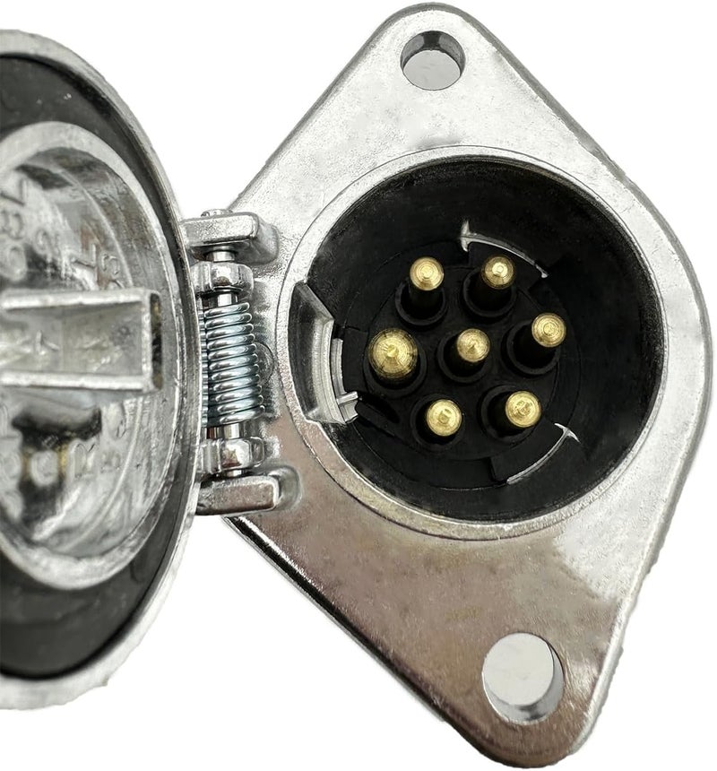 MIOKCALE Store Heavy Duty 7 Pin Round Trailer Electrical Connector- 7 Pin Trailer Plug - Semi Trailer Plug SAE J560 Style Semi Truck Trailer Wiring Harness - Image 2